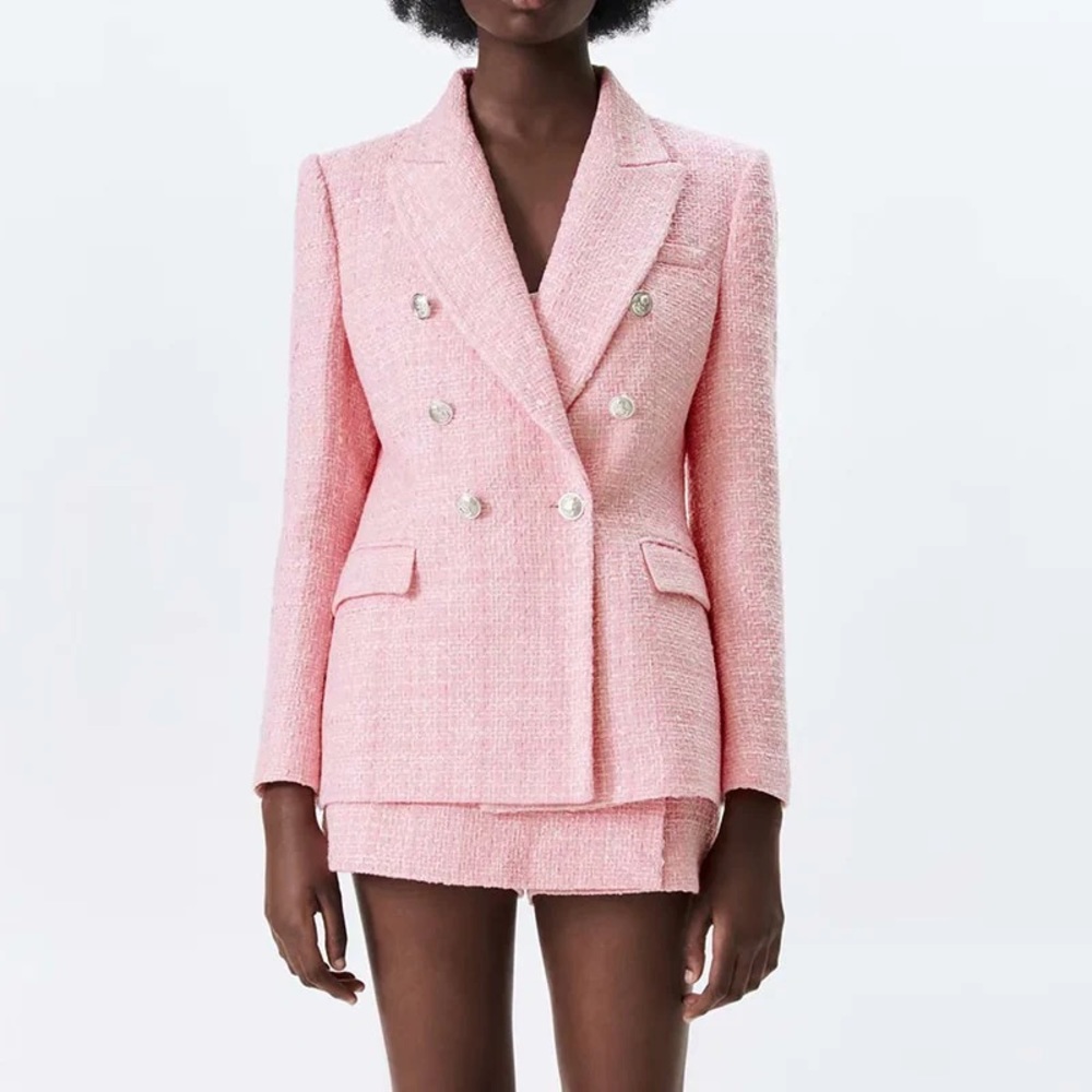 Zara Pink Tweed Blazer